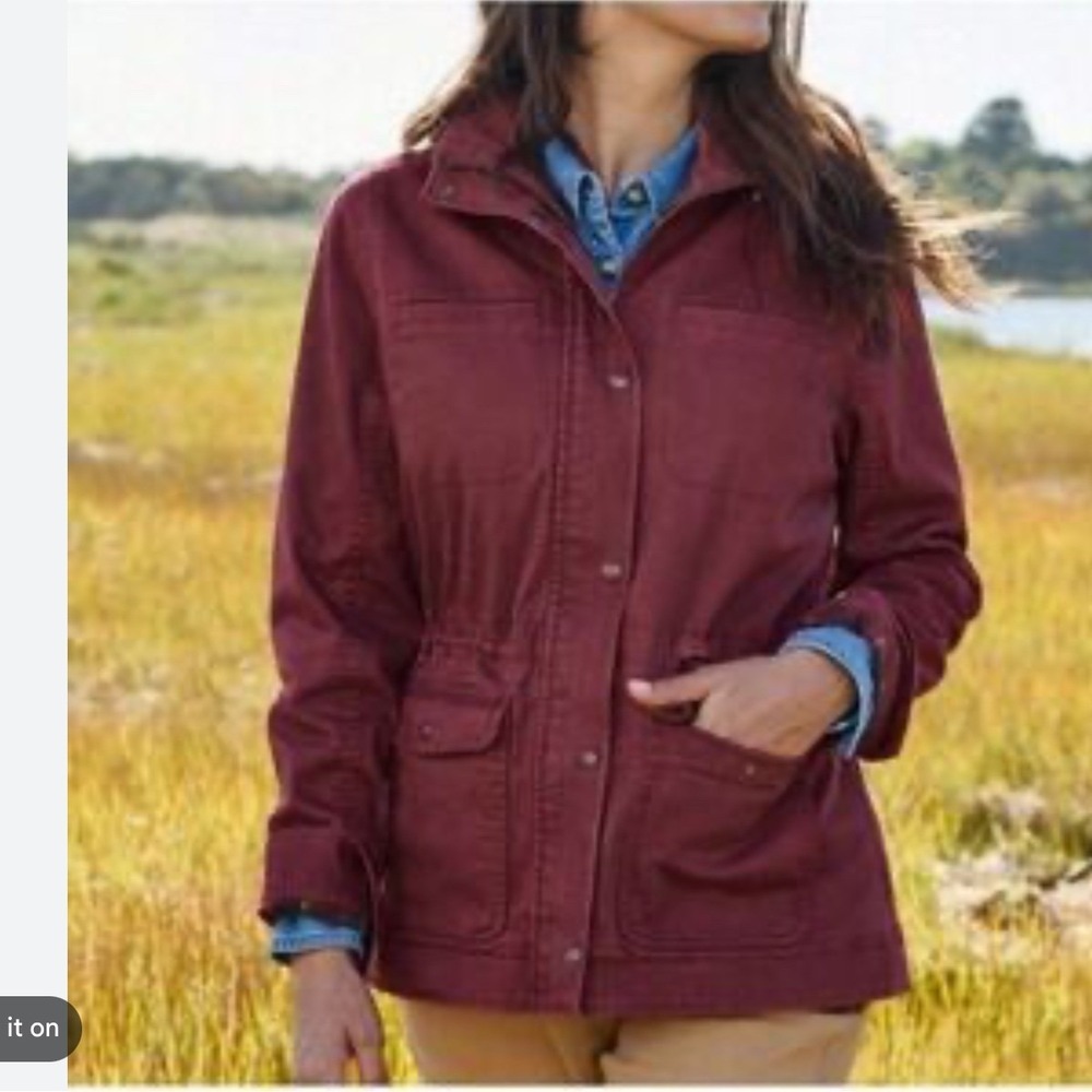 LL Bean Womens Cotton Canvas Field Jacket M Petite Utility Coat Gorpcore Fall
